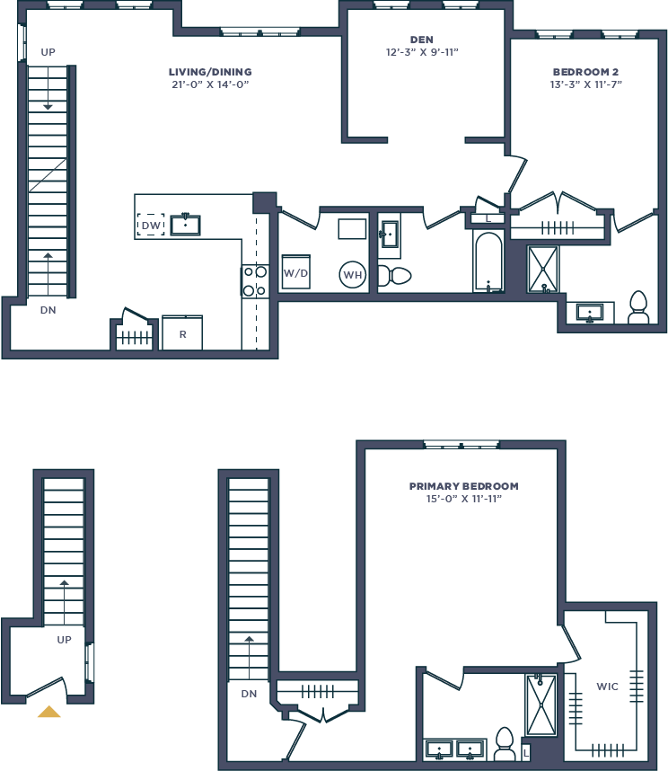 Floor plan for 2 beds, 2 baths